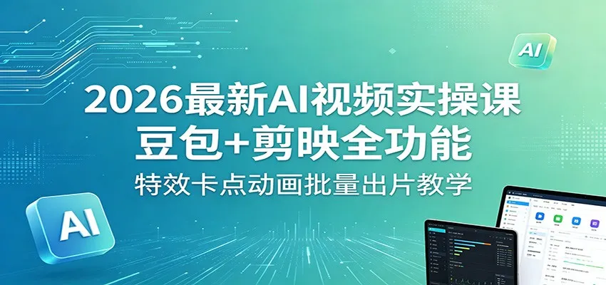 2026最新AI视频实操课:豆包+剪映全功能,特效卡点动画批量出片教学 2026最新AI视频实操课:豆包+剪映全功能,特效卡点动画批量出片教学