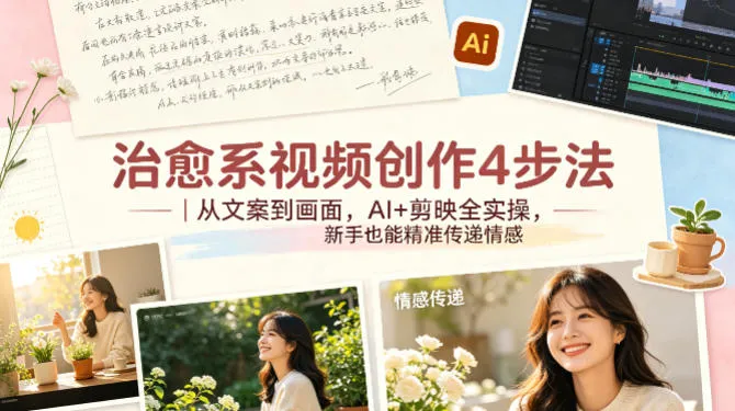 治愈系视频创作4步法|从文案到画面,AI+剪映全实操,新手也能精准传递情感 治愈系视频创作4步法|从文案到画面,AI+剪映全实操,新手也能精准传递情感