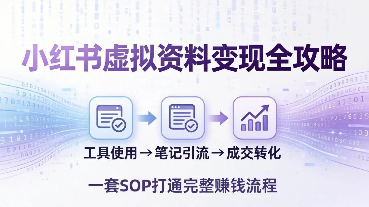 (17801期)小红书虚拟资料变现全攻略:从工具使用到笔记引流成交,一套 SOP 打通完整赚钱流程-知云阁资源站