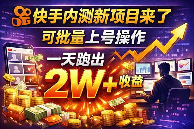 （17767期）快手新开放短剧项目，可批量上号，全自动运行，收益无上限-知云阁资源站