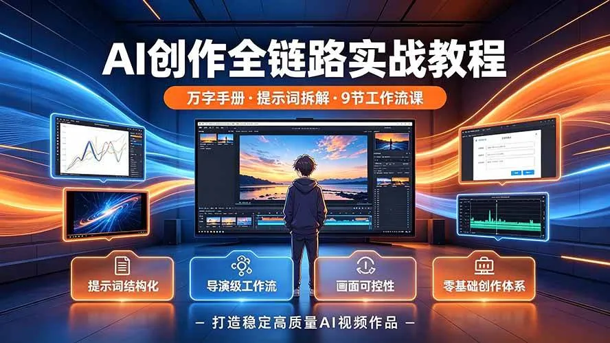 （19247期）AI创作全链路实战教程｜万字手册·提示词拆解·9节工作流课，打造稳定高质量AI视频作品