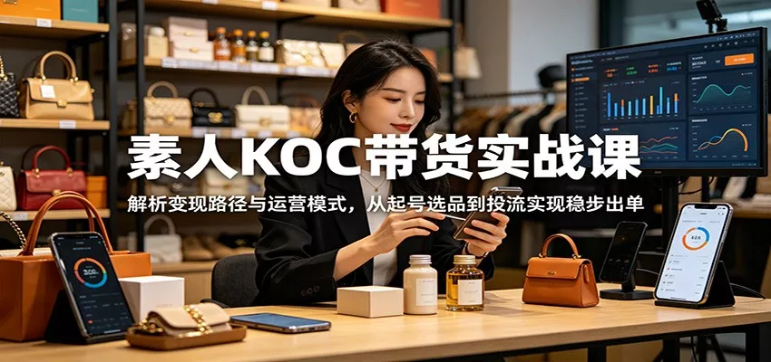素人KOC带货实战课:解析变现路径与运营模式,从起号选品到投流实现稳步出单-知云阁资源站