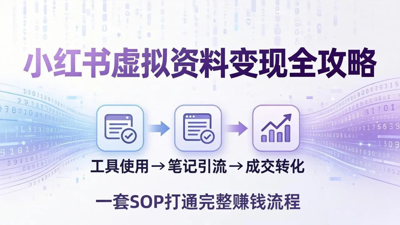 小红书虚拟资料变现全攻略:从工具使用到笔记引流成交,一套 SOP 打通完整赚钱流程-知云阁资源站