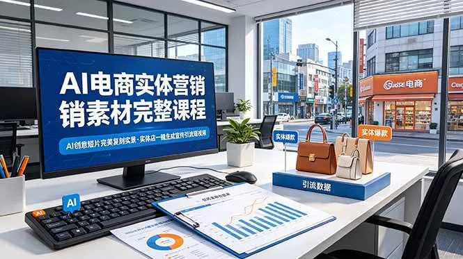 （19076期）AI电商实体营销素材完整课程，AI创意短片完美复刻实景，实体店一键生成宣传引流短视频-知云阁资源站