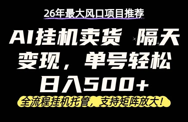 （17933期）26年最新AI挂机卖货，隔天出收益，单账号轻松日入500+-知云阁资源站
