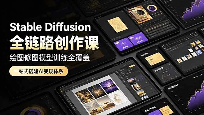 (19154期)Stable Diffusion全链路创作课,绘图修图模型训练全覆盖,一站式搭建AI变现体系-知云阁资源站