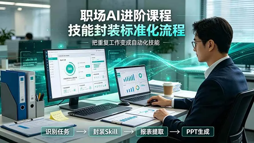 (19369期)职场AI进阶课程;多类实用Skill工具实操,专属技能封装标准化流程,报表行业报告一键提取核心内容-知云阁资源站