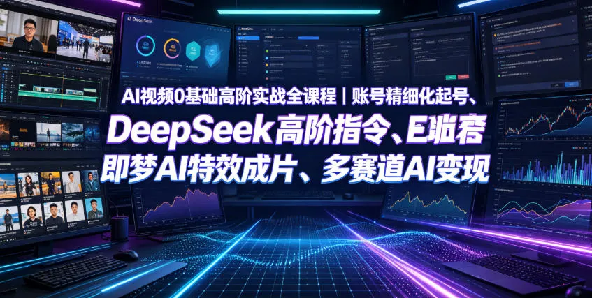 AI视频0基础高阶实战全课程|账号精细化起号、DeepSeek高阶指令、即梦AI特效成片、多赛道AI短视频量产变现-知云阁资源站