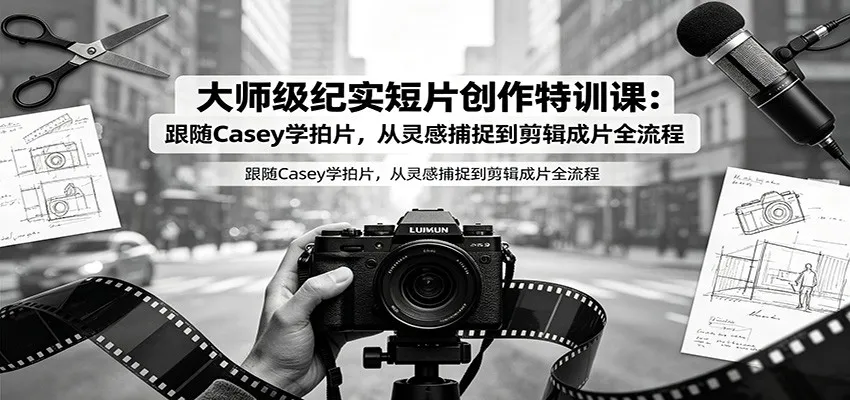 大师级纪实短片创作特训课:跟随Casey学拍片,从灵感捕捉到剪辑成片全流程-知云阁资源站