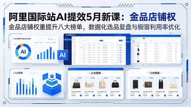 （18556期）阿里国际站AI提效5月新课：金品店铺权重提升八大榜单，数据化选品复盘与橱窗利用率优化-知云阁资源站