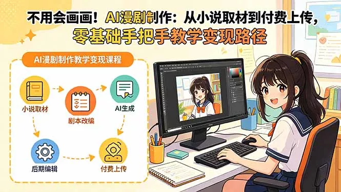 不用会画画!AI漫剧制作:从小说取材到付费上传,零基础手把手教学变现路径(更新-知云阁资源站