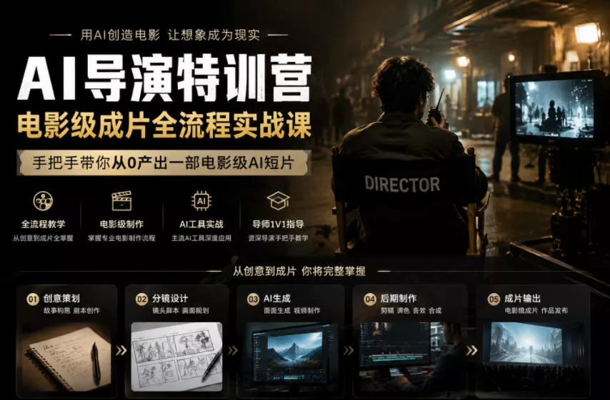 AI导演特训营,电影级成片全流程实战课,手把手带你从0产出一部电影级AI短片-知云阁资源站