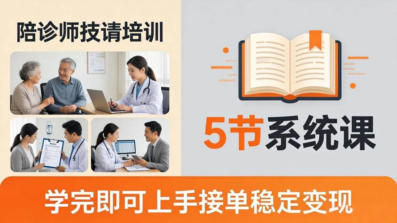 (18116期)想做陪诊师不知从何下手?5节系统课教你掌握核心技能,学完即可上手接单稳定变现-知云阁资源站