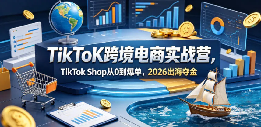 TikToK跨境电商实战营,TikTok Shop从0到爆单,2026出海夺金 TikToK跨境电商实战营,TikTok Shop从0到爆单,2026出海夺金