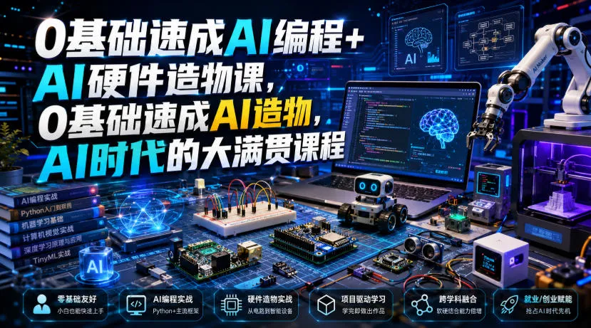 0基础速成AI编程+AI硬件造物课，0基础速成AI造物，AI时代的大满贯课程-知云阁资源站