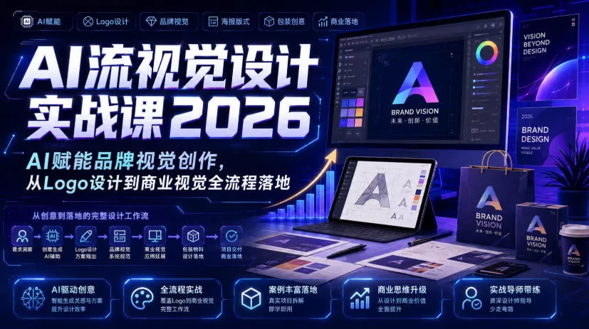 AI流视觉设计实战课2026:AI赋能品牌视觉创作,从Logo设计到商业视觉全流程落地-知云阁资源站