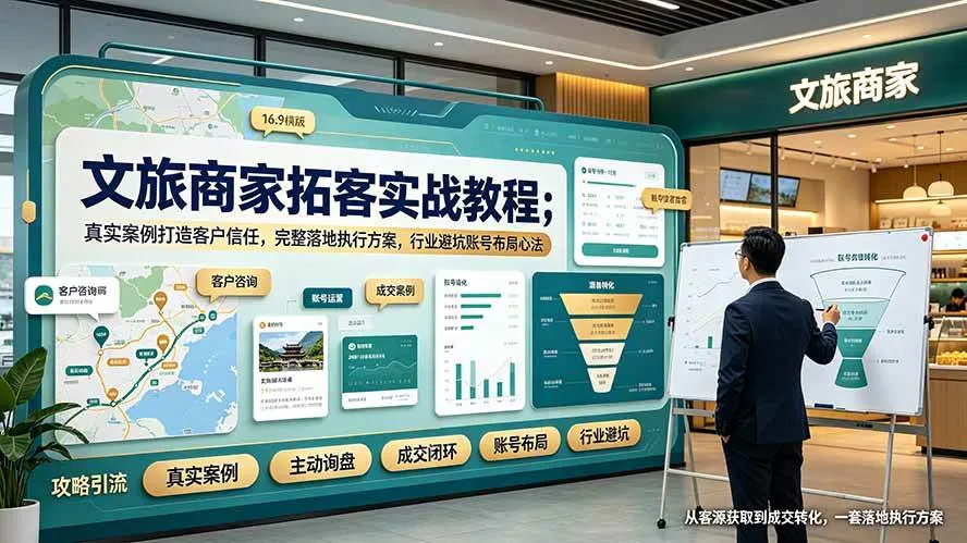 (19273期)文旅商家拓客实战教程;真实案例打造客户信任,完整落地执行方案,行业避坑账号布局心法-知云阁资源站