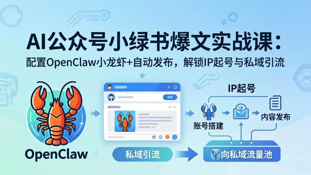 AI公众号小绿书变现实战课:小绿书爆文写作+OpenClaw自动发布,解锁IP起号与私域引流 AI公众号小绿书变现实战课:小绿书爆文写作+OpenClaw自动发布,解锁IP起号与私域引流