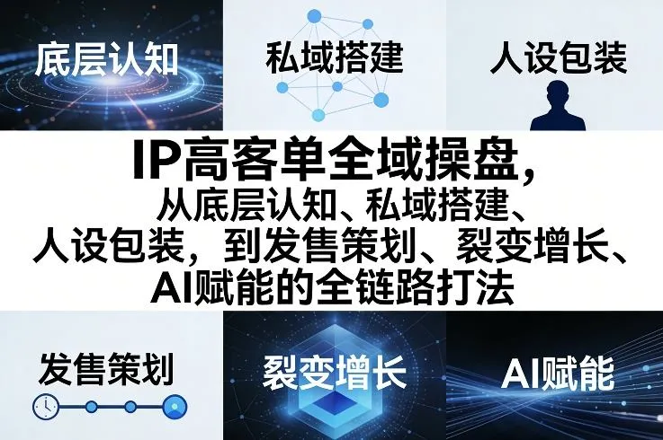 IP高客单全域操盘,从底层认知、私域搭建、人设包装,到发售策划、裂变增长、AI赋能的全链路打法 IP高客单全域操盘,从底层认知、私域搭建、人设包装,到发售策划、裂变增长、AI赋能的全链路打法