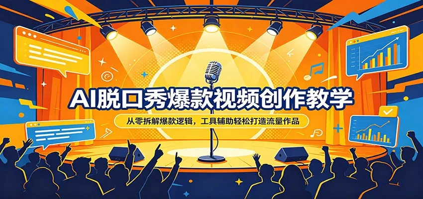 AI脱口秀爆款视频创作教学：从零拆解爆款逻辑，工具辅助轻松打造流量作品-知云阁资源站