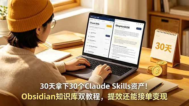 (18886期)30天拿下30个Claude Skills资产!Obsidian知识库双教程,提效还能接单变现-知云阁资源站