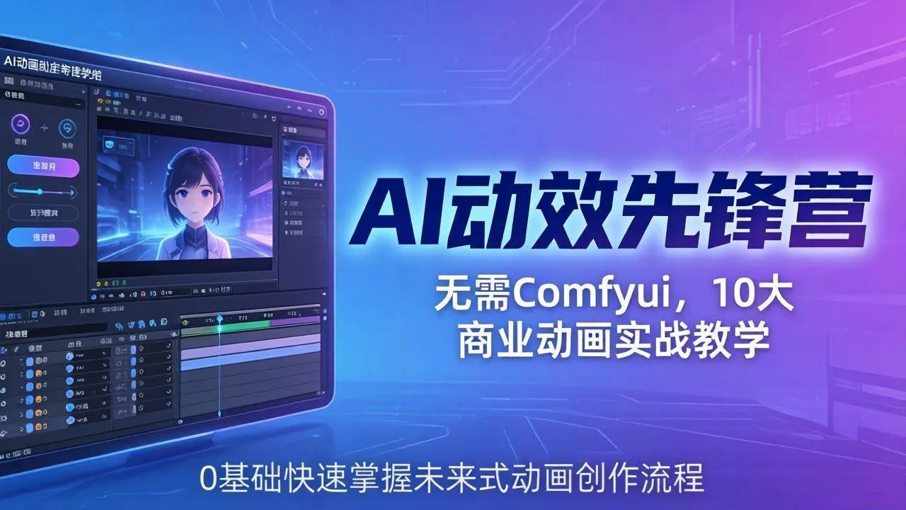 (18077期)AI 动效先锋营:无需Comfyui,10大商业动画实战教学,0基础快速掌握未来式动画创作流程-知云阁资源站