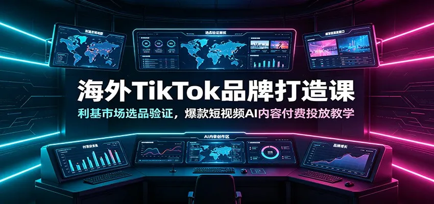 海外TikTok品牌打造课:利基市场选品验证,爆款短视频AI内容付费投放教学-知云阁资源站