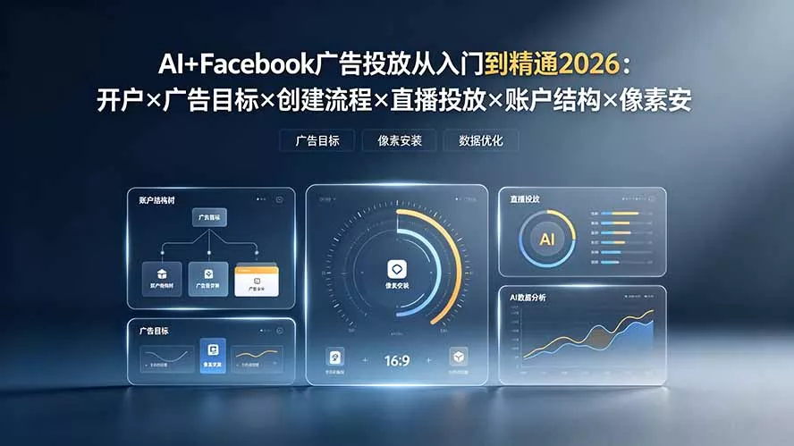 AI+Facebook广告投放从入门到精通2026:开户×广告目标×创建流程×直播投放×账户结构×像素安装×AI赋能-知云阁资源站