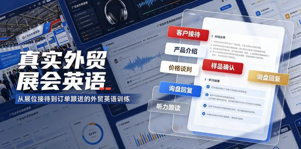 真实外贸展会英语,广交会外贸口语听力突击课程【音频】-知云阁资源站
