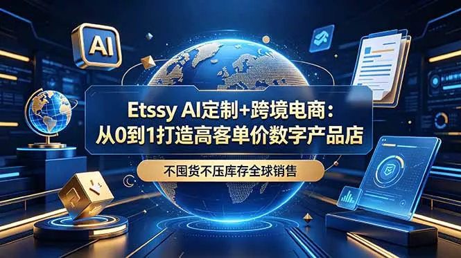 Etsy AI定制+跨境电商:从0到1打造高客单价数字产品店,不囤货不压库存全球销售-知云阁资源站
