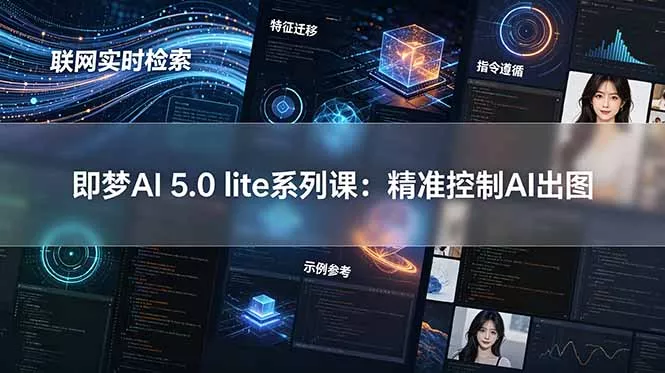 即梦AI 5.0 lite实战课:联网实时检索+特征迁移+指令遵循+示例参考,精准控制AI出图-知云阁资源站