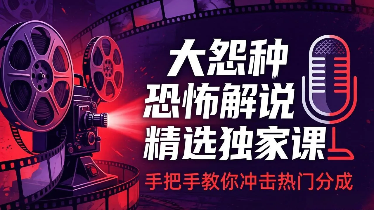 大怨种恐怖解说精选独家课:电影下载+文案配音+片头封面,手把手教你冲击热门分成 大怨种恐怖解说精选独家课:电影下载+文案配音+片头封面,手把手教你冲击热门分成