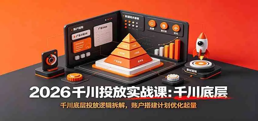2026千川投放实战课:千川底层投放逻辑拆解,账户搭建计划优化起量-知云阁资源站
