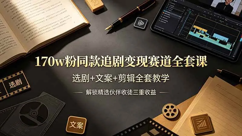 (19168期)170w粉博主同款追剧变现赛道全套课-更新,选剧+文案+剪辑全套教学,解锁精选伙伴收徒三重收益 (19168期)170w粉博主同款追剧变现赛道全套课-更新,选剧+文案+剪辑全套教学,解锁精选伙伴收徒三重收益