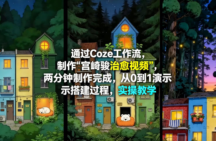 通过Coze工作流制作《宫崎骏治愈视频》,两分钟制作完成,从0到1演示搭建过程,实操教学-知云阁资源站