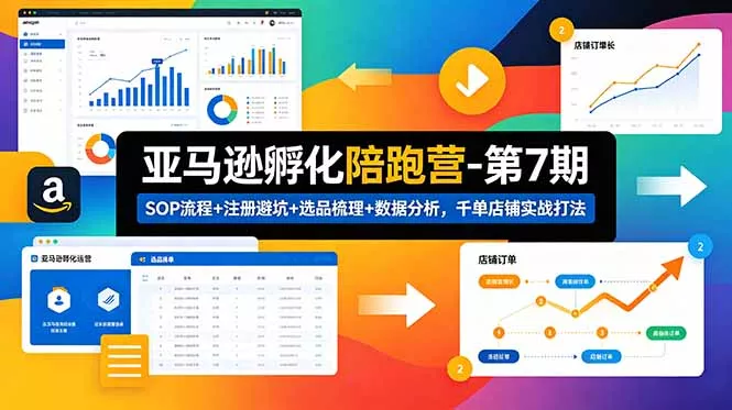 亚马逊孵化陪跑营-第7期：SOP流程+注册避坑+选品梳理+数据分析，千单店铺实战打法(更新0625-知云阁资源站