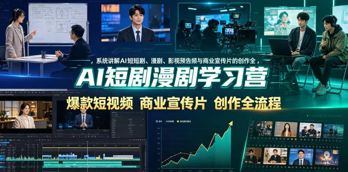 AI短剧漫剧学习营，系统讲解AI短剧、漫剧、影视预告片、爆款短视频与商业宣传片的创作全流程-知云阁资源站