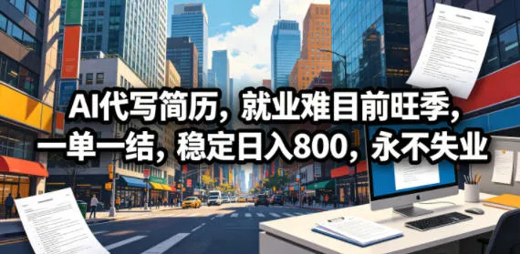 AI代写简历，就业难目前旺季，一单一结，稳定日入800，永不失业-知云阁资源站
