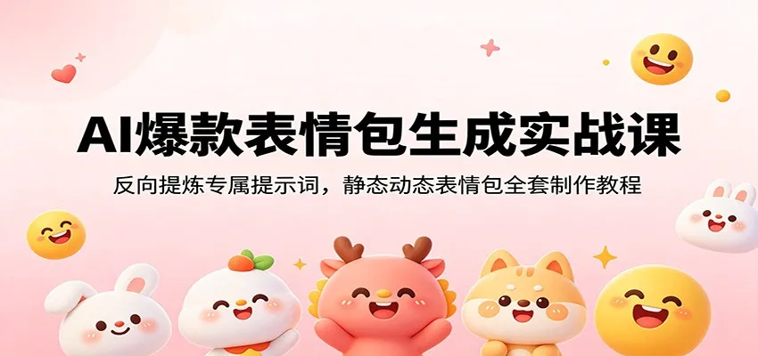 AI爆款表情包生成实战课:反向提炼专属提示词,静态动态表情包全套制作教程-知云阁资源站