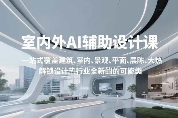 室内外AI设计课,一站式覆盖建筑、室内、景观、平面、展陈五大热门品类,解锁设计行业的全新可能 室内外AI设计课,一站式覆盖建筑、室内、景观、平面、展陈五大热门品类,解锁设计行业的全新可能