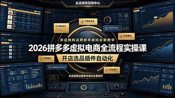 (19136期)2026拼多多虚拟电商全流程实操课,开店选品插件自动化,多店矩阵运营新手避坑全套教学-知云阁资源站