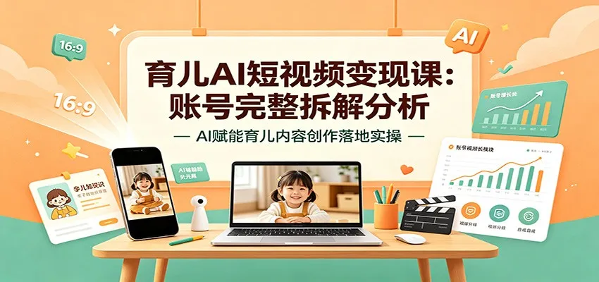 育儿AI短视频变现课:账号完整拆解分析,AI赋能育儿内容创作落地实操-知云阁资源站