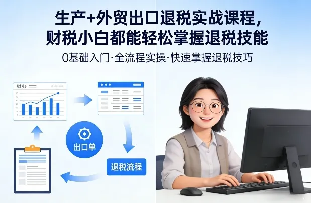 生产+外贸出口退税实战课程，财税小白都能轻松掌握退税技能-知云阁资源站