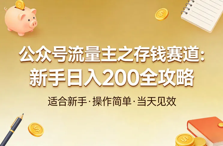 公众号流量主之存钱赛道,贴合当下需求,适合新手,一天收益2张-知云阁资源站