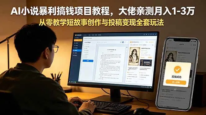 (18913期)AI小说暴利搞钱项目教程-更新,大佬亲测月入1-3万,从零教学短故事创作与投稿变现全套玩法-知云阁资源站