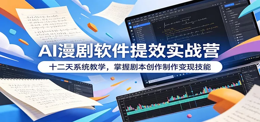 AI漫剧软件提效实战营:十二天系统教学,掌握剧本创作制作变现技能-知云阁资源站