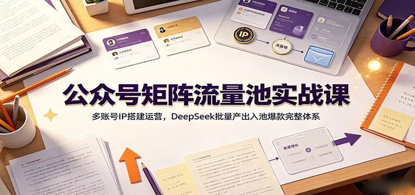 公众号矩阵流量池实战课：多账号IP搭建运营，DeepSeek批量产出入池爆款完整体系-知云阁资源站