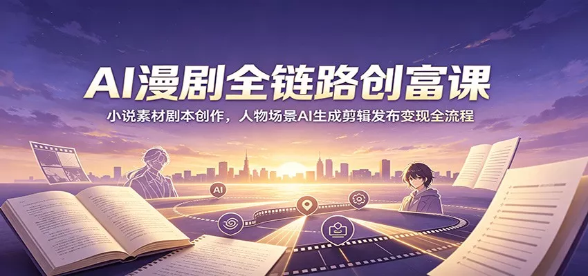 AI漫剧全链路创富课：小说素材剧本创作，人物场景AI生成剪辑发布变现全流程-知云阁资源站