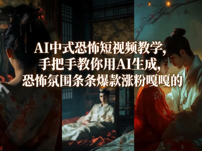 AI中式恐怖短视频教学,手把手教你用AI生成,恐怖氛围条条爆款涨粉嘎嘎的-知云阁资源站