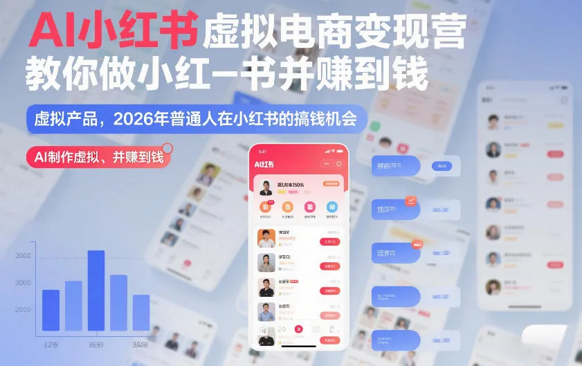 AI小红书虚拟电商变现营,教你做小红书并賺到钱,虚拟产品,2026年普通人在小红书的搞钱机会(完结) AI小红书虚拟电商变现营,教你做小红书并賺到钱,虚拟产品,2026年普通人在小红书的搞钱机会(完结)